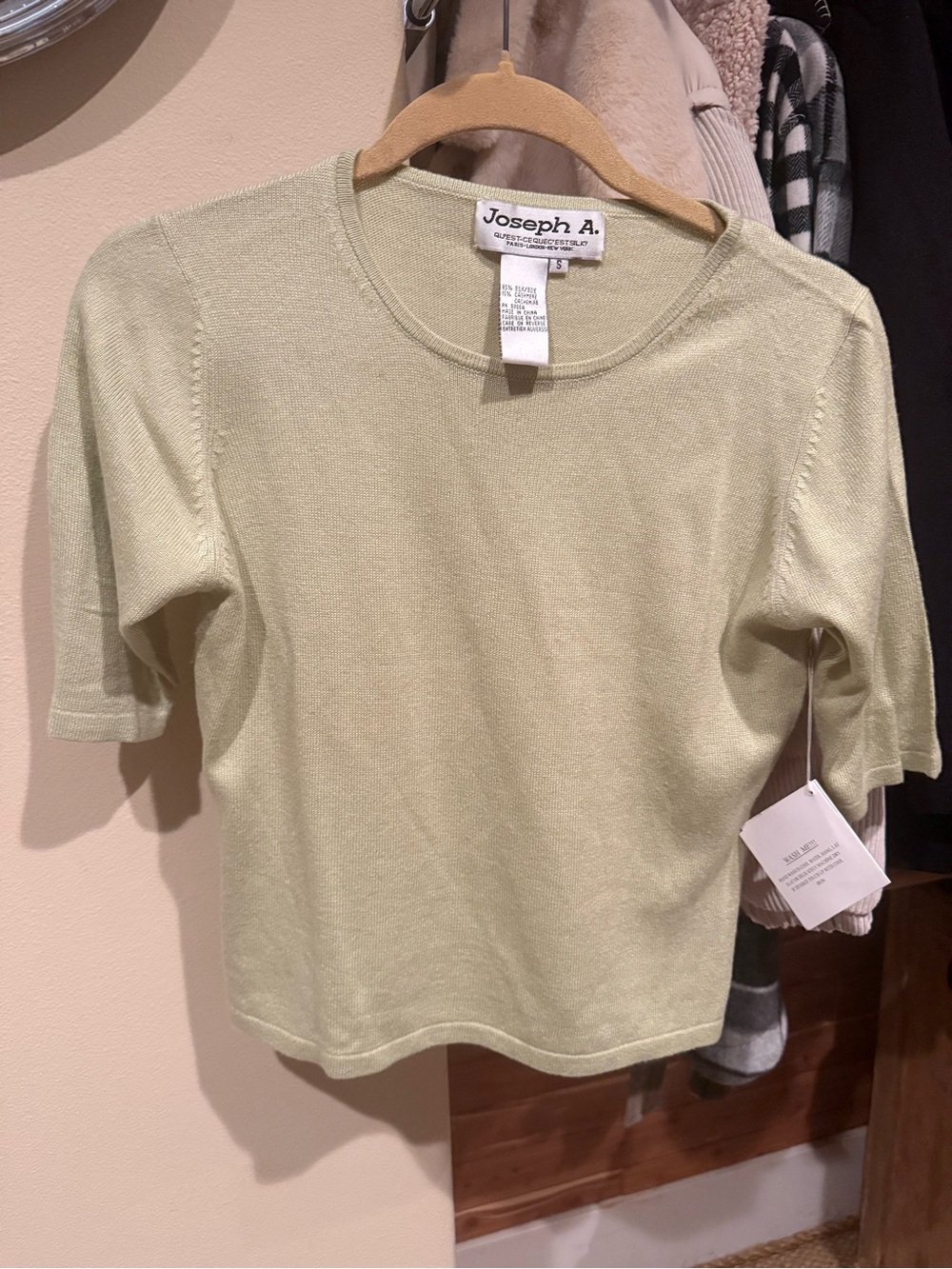 Joseph A Women’s Short Sleeve Crewneck Top in Pale Green